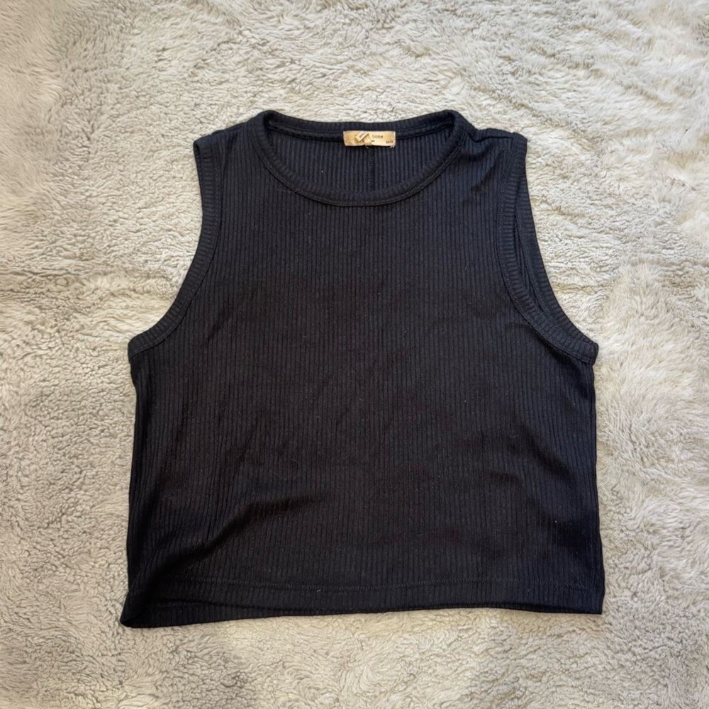 rag & bone Black Ribbed Tank Top